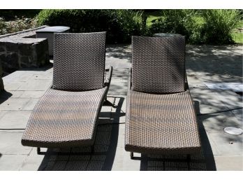 Set Of Two Frontgate Balencia Bronze Chaises + Gingko Rain Cushions
