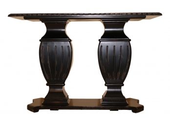 Black Double Pedestal Console Table