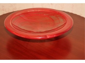 Kosta Boda Red Swirl Glass Bowl