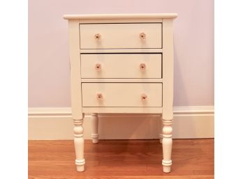 Pottery Barn Teen White Wood End Table With Pink Draw Pulls