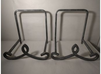 Matching Metal Picture Stand Pair With Brushed Grey Finish