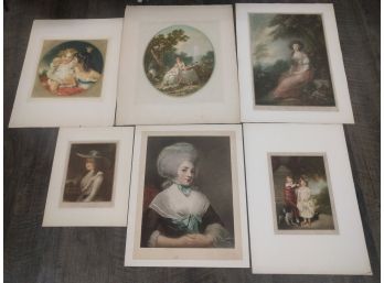 Six Antique Mezzotint Prints Of Portraits & Scenes -Collection Of Printer's Proofs - 19th Century