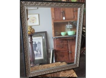 Ornately Framed Mirror With Silver Fleur De Lis Style Detailing