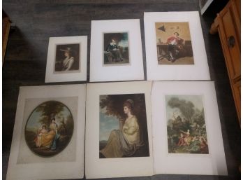 Six Antique Mezzotint Prints Of Portraits & Scenes -Collection Of Printer's Proofs - 19th Century