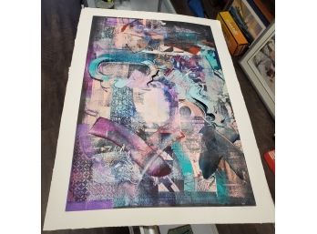 Colorful Hand- Signed Monoprint By Douglas Limited Edition Of 1/1 - The 1990s