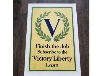 Original World War I ' Victory Liberty Loan'  Poster Linen- Backed