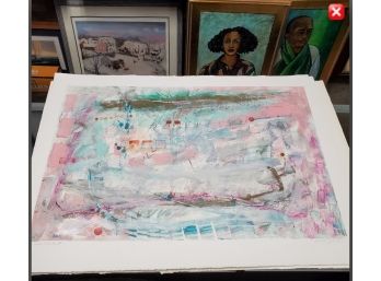 Signed Colorful Monoprint 'Under The Earth' Chuck Danson