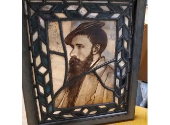 Incredible Stained Glass Portrait In Sturdy Wood Frame