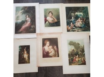 Six Antique Mezzotint Prints Of Portraits & Scenes -Collection Of Printer's Proofs - 19th Century