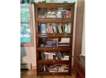 Contemporary Barrister Style Bookcase With Leaded Glass