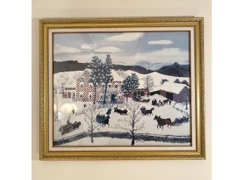 Framed Grandma Moses Winter Scene Print