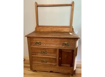 Vintage Oak Washstand With Towel Bar