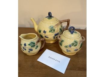 Tiffany & Co Majolica Teapot Sugar And Creamer