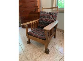 Antique Oak Morris Type Clawfoot Chair