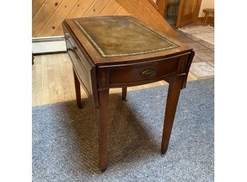 Antique Leather Topped Drop Leaf One Drawer Stand