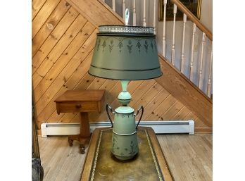 Tole Lamp With Pierced Tole Shade