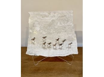 Marble With Painted Shore Birds Signed By Artist