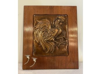 Bruce Fox Rooster Relief Sculpture In Copper With Spurs