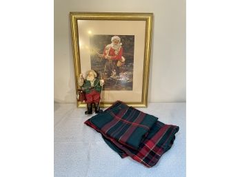 Christmas Items Including Fishing Santa Claus