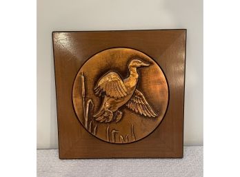 Bruce Fox Copper Flying Duck Copper Relief Art