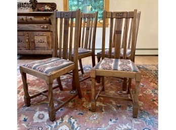 Nice Set Of Antique Mission Oak Dining Chairs With Twist Leg