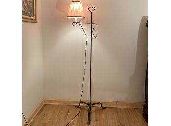 Tall Wrought Iron Floor Lamp With Heart Details