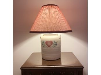 Small Crock Style Lamp With Heart Decoration