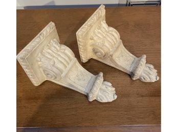 Decorative Pair Of Plaster Bracket Shelves