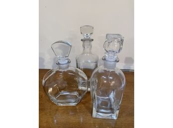 Three Clear Glass Decanters