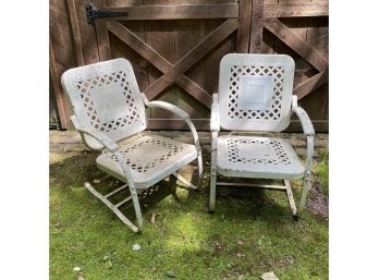 Pair Of Antique Iron Spring Chairs