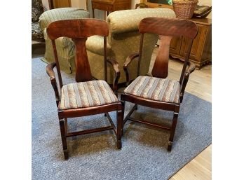 Pair Antique Armchairs In Dark Wood