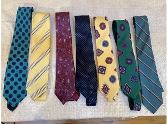 Lot Of 7 Silk Neck Ties Fendi, Lapidus, Klein, Ferre