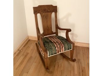 Very Nice Antique Rocking Chair With Upholstered Seat