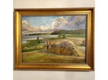 Theodore B. Dahl Oil Painting On Canvas Haying Scene