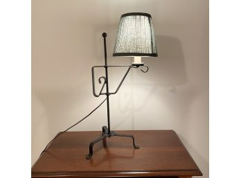 Wrought Iron Table Lamp With Green Shade And Heart Design In Base