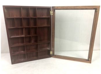 Vintage Dark Wood Display Case With Magnetic Closure