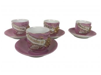 Antique 'remember Me' German Made China Teacups And Saucers - 4 Sets, 8 Pieces