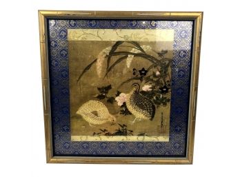 17th Century 'Quails And Flowers' By Tosa Mitsuoki, Custom Framed Print