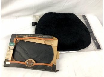 Motorcycle Lot, Sheepskin Seat Pad And Harley Davidson Rear Mudflap, Never Used - 2 Pieces