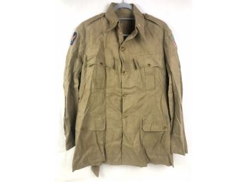 Vintage Tan US Army Uniform Shirt With Patches