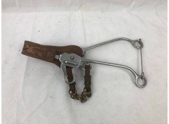 Vintage Leather Horse Bit / Bridle With Decorated Leather Strap