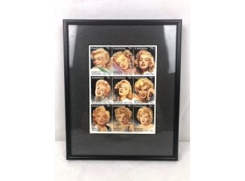 1992 Marilyn Monroe Unused Sheet Of Stamps, Tanzania, Framed