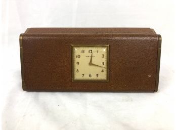 Vintage Farrington New Haven Box Clock, Leather And Cork