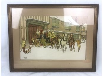 1950s Harry Elliott 'Coaching' Framed And Signed Print