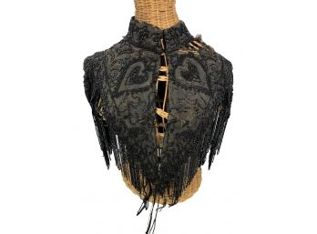 Antique 1880s Beaded Victorian Woman's Mourning Shawl