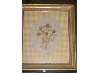 Vintage Signed Framed Flowers On Recycled Paper