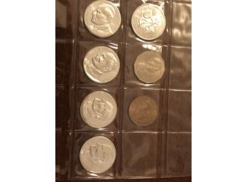 7 Coins Including Silver Jubilee 50 Cent Piece,  Pope John Paul Coins And More