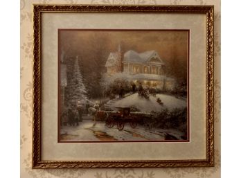 Lovely Framed  Wintery Scene By Thomas Kinkade