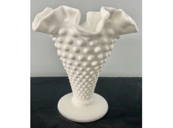 1 Of 2 Vintage Fenton Milk Glass Hobnail Vases Larger Size Approx. 6 Inches High