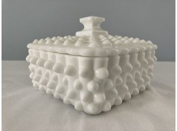 1 Of 2 Vintage Fenton Hobnail Coverd Square Dish